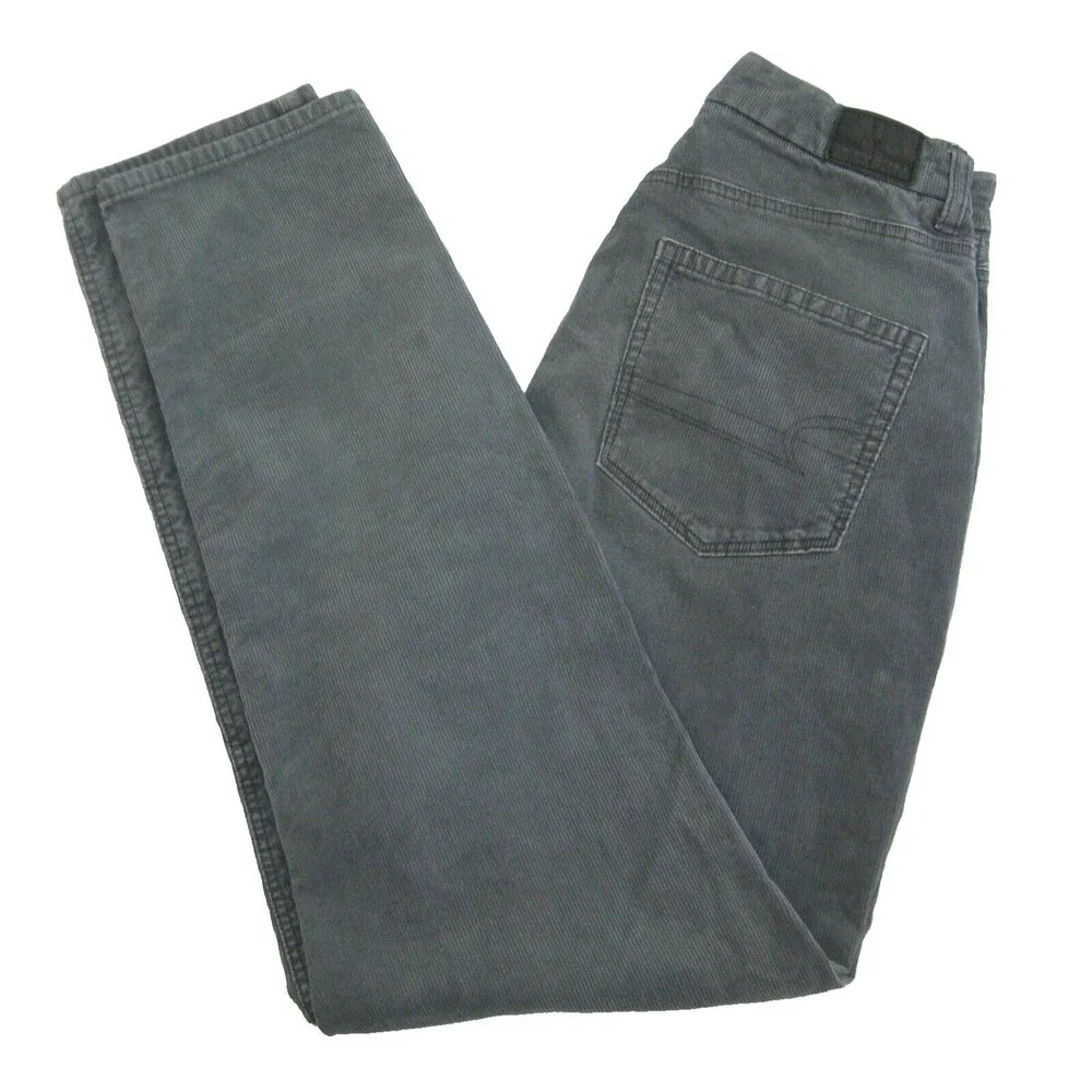 AMERICAN EAGLE Women's (Size 6) Gray Corduroy Pants 5 Pockets Jeans Stretch Fit